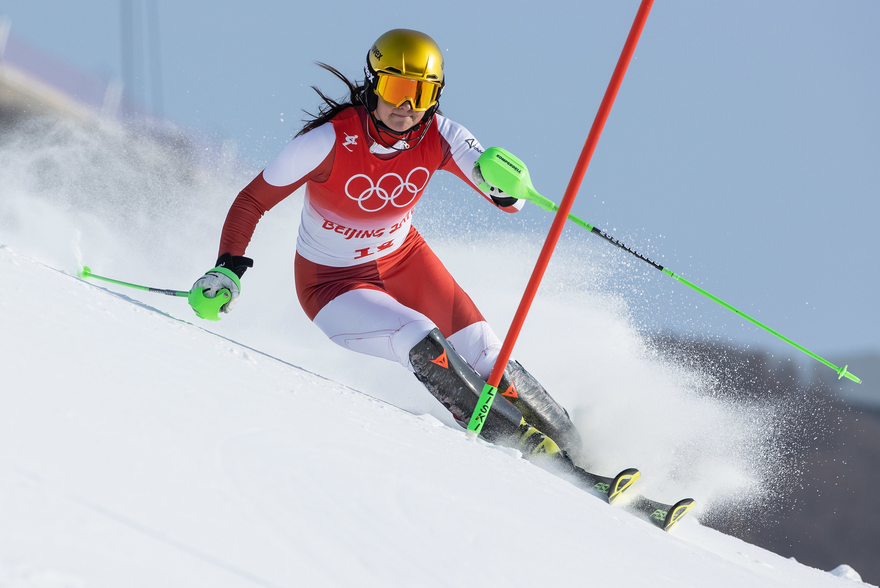 YANQING,CHINA,09.FEB.22 - OLYMPICS, ALPINE SKIING - Winter Olympic Games Beijing 2022, slalom, ladies. Image shows Katharina Huber (AUT). Photo: GEPA pictures/ Harald Steiner